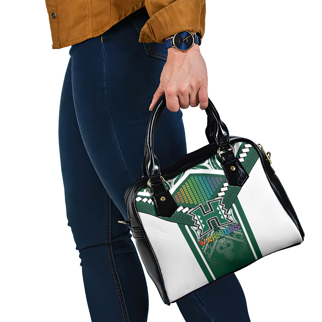 Hawaii Warriors Football Shoulder Handbag Rainbow Kakau Pattern Green LT05 - Polynesian Pride