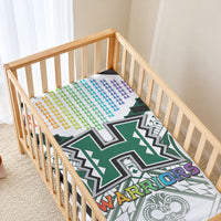 Hawaii Warriors Football Baby Bed Cover Rainbow Kakau Pattern White LT05 - Polynesian Pride