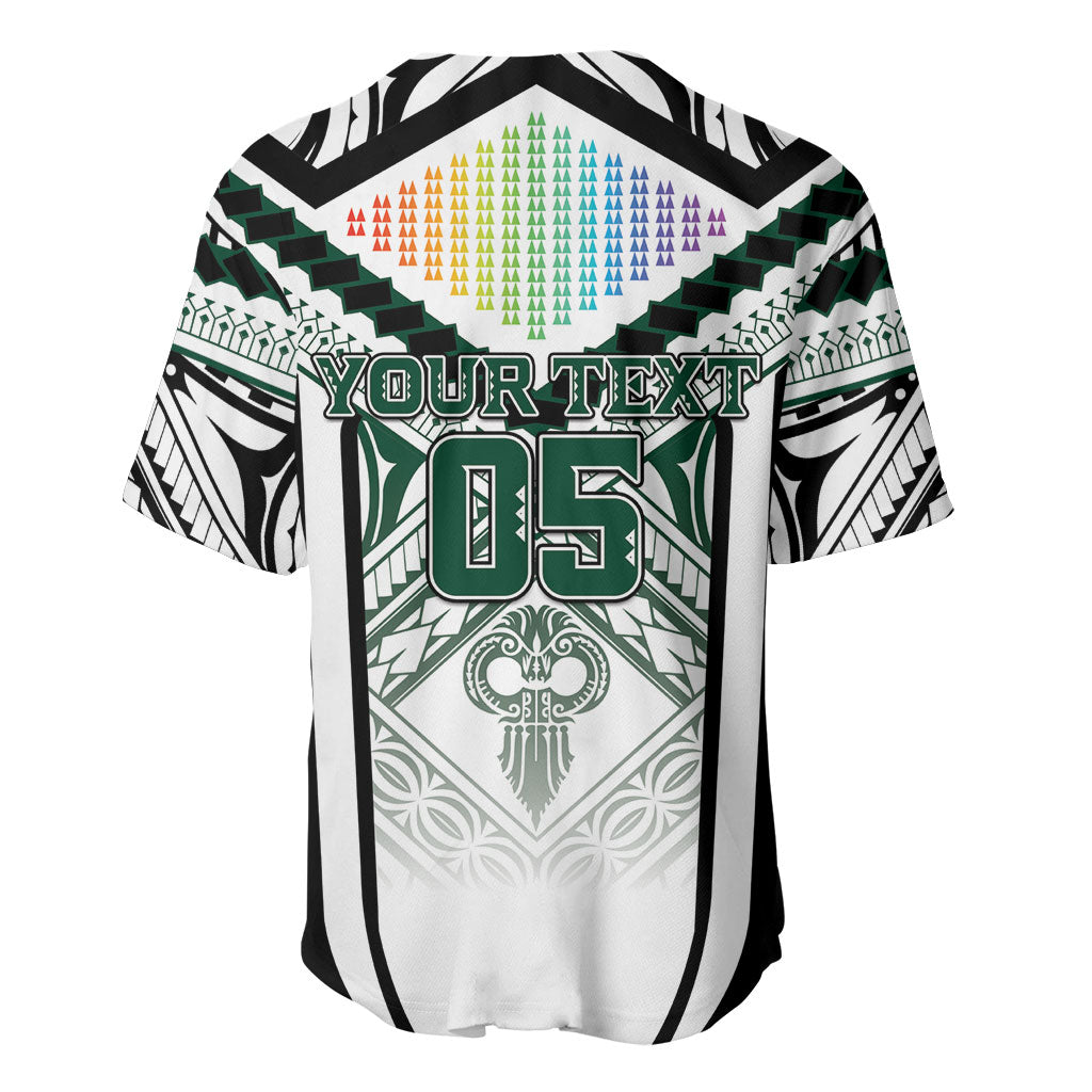 Custom Hawaii Warriors Football Baseball Jersey Rainbow Kakau Pattern White LT05 - Polynesian Pride