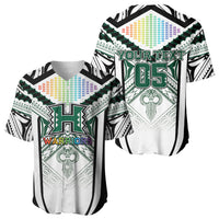 Custom Hawaii Warriors Football Baseball Jersey Rainbow Kakau Pattern White LT05 - Polynesian Pride
