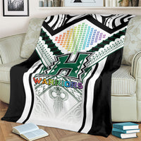 Hawaii Warriors Football Blanket Rainbow Kakau Pattern White LT05 - Polynesian Pride