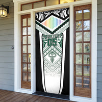 Custom Hawaii Warriors Football Door Cover Rainbow Kakau Pattern White LT05 - Polynesian Pride