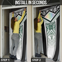 Custom Hawaii Warriors Football Door Cover Rainbow Kakau Pattern White LT05 - Polynesian Pride