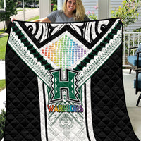 Hawaii Warriors Football Quilt Rainbow Kakau Pattern White LT05 White - Polynesian Pride