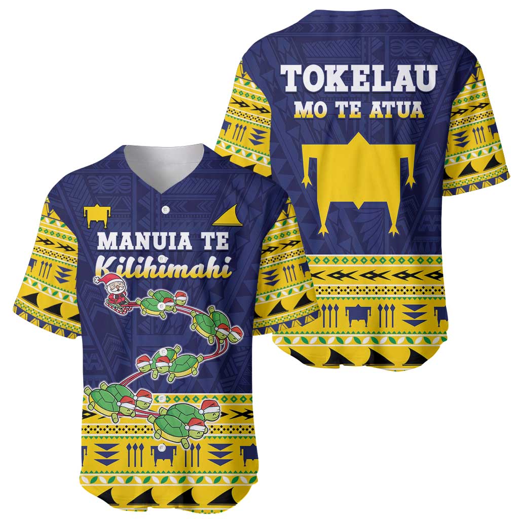 Tokelau Christmas Baseball Jersey Tokelauan Turtle Santa Sleigh