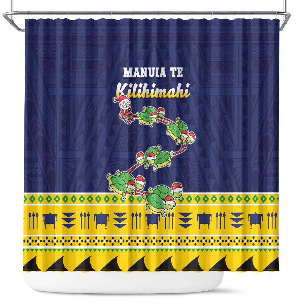 Tokelau Christmas Shower Curtain Tokelauan Turtle Santa Sleigh