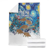 New Zealand Christmas Blanket Kiwis Santa Sleigh Starry Night Style