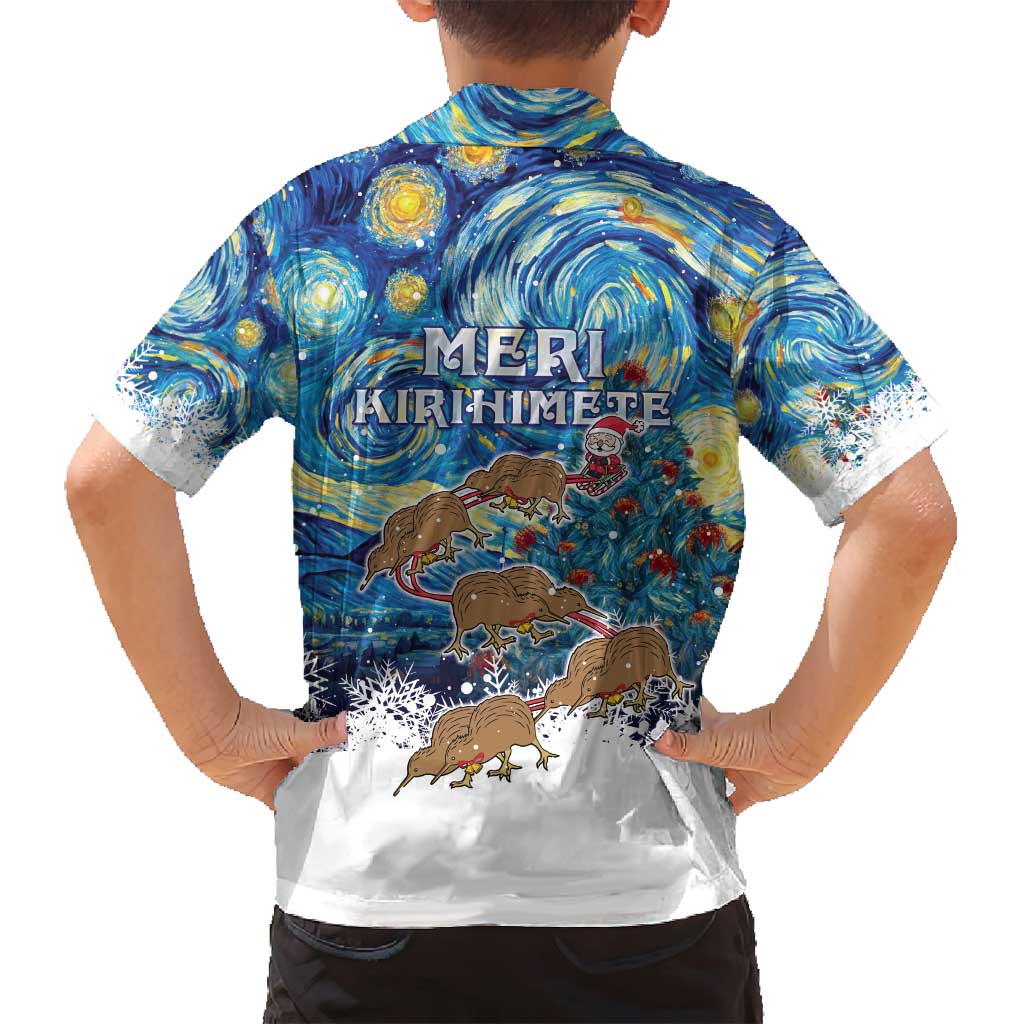 New Zealand Christmas Family Matching Off Shoulder Maxi Dress and Hawaiian Shirt Kiwis Santa Sleigh Starry Night Style LT05 - Polynesian Pride