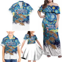 New Zealand Christmas Family Matching Off Shoulder Maxi Dress and Hawaiian Shirt Kiwis Santa Sleigh Starry Night Style LT05 - Polynesian Pride