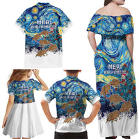 New Zealand Christmas Family Matching Off Shoulder Maxi Dress and Hawaiian Shirt Kiwis Santa Sleigh Starry Night Style LT05 - Polynesian Pride