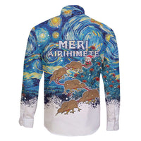 New Zealand Christmas Family Matching Off Shoulder Short Dress and Hawaiian Shirt Kiwis Santa Sleigh Starry Night Style LT05 - Polynesian Pride