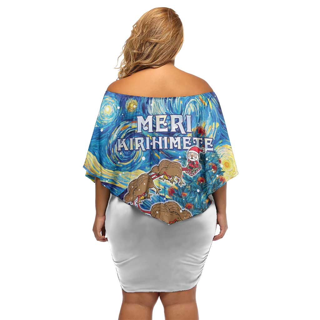 New Zealand Christmas Family Matching Off Shoulder Short Dress and Hawaiian Shirt Kiwis Santa Sleigh Starry Night Style LT05 - Polynesian Pride