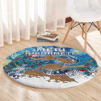 New Zealand Christmas Round Carpet Kiwis Santa Sleigh Starry Night Style