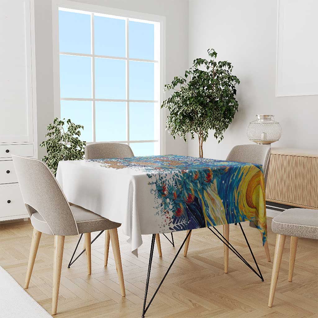 New Zealand Christmas Tablecloth Kiwis Santa Sleigh Starry Night Style