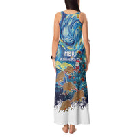 New Zealand Christmas Tank Maxi Dress Kiwis Santa Sleigh Starry Night Style