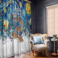 New Zealand Christmas Window Curtain Kiwis Santa Sleigh Starry Night Style