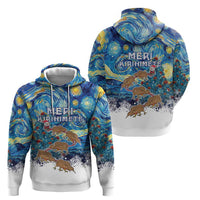 New Zealand Christmas Zip Hoodie Kiwis Santa Sleigh Starry Night Style