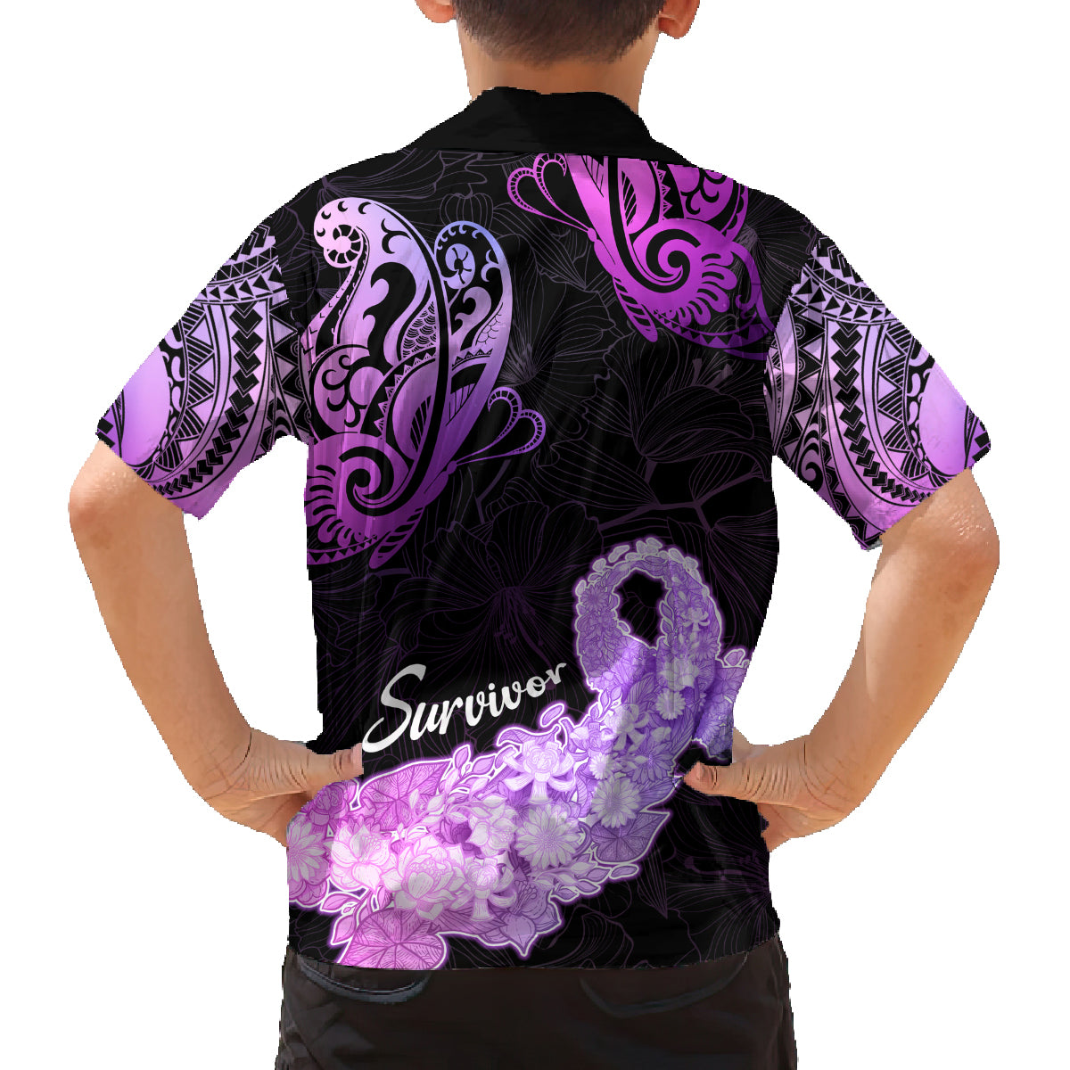 Pancreatic Cancer Awareness Family Matching Summer Maxi Dress and Hawaiian Shirt Keep Calm And Fight On Polynesian Pattern LT05 - Polynesian Pride