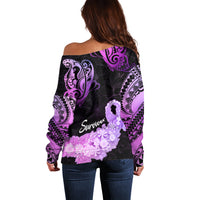 Pancreatic Cancer Awareness Off Shoulder Sweater Keep Calm And Fight On Polynesian Pattern LT05 - Polynesian Pride