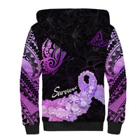 Pancreatic Cancer Awareness Sherpa Hoodie Keep Calm And Fight On Polynesian Pattern LT05 - Polynesian Pride