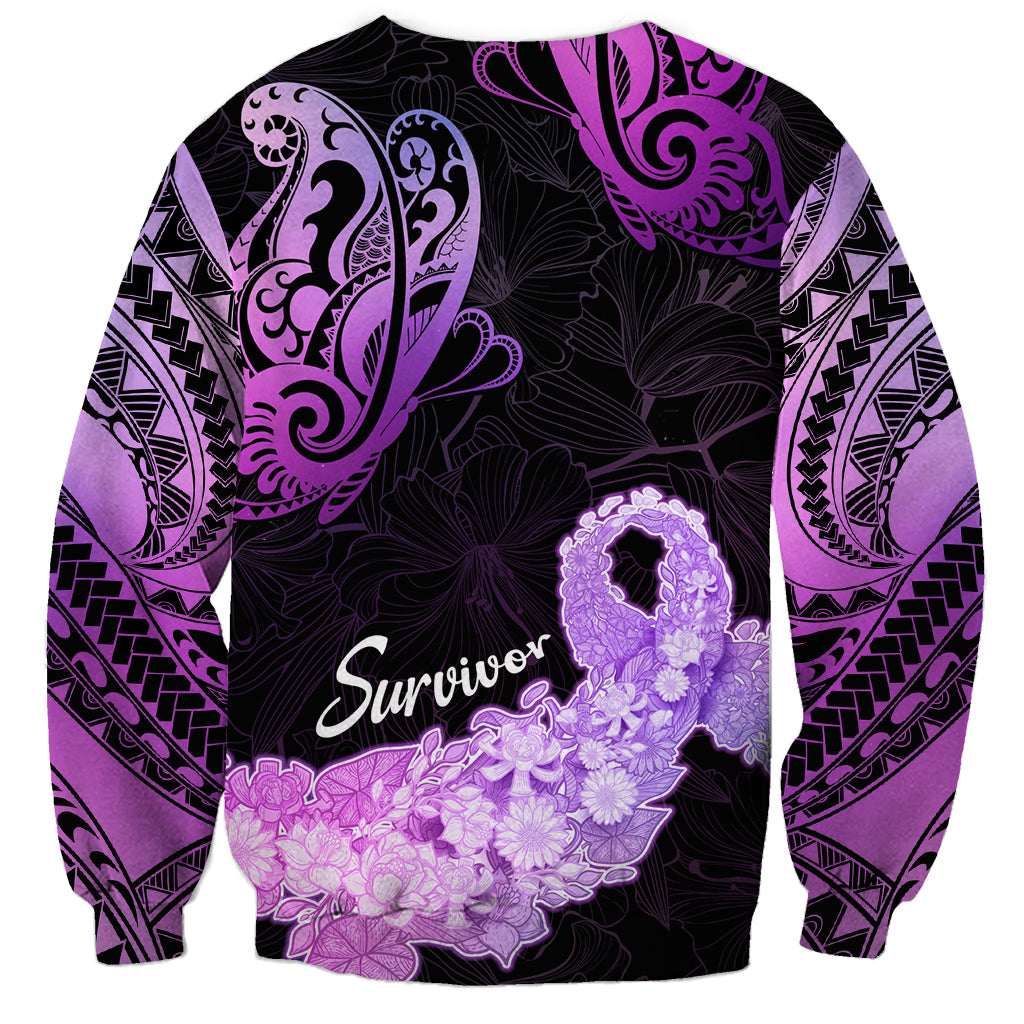 Pancreatic Cancer Awareness Sweatshirt Keep Calm And Fight On Polynesian Pattern LT05 - Polynesian Pride