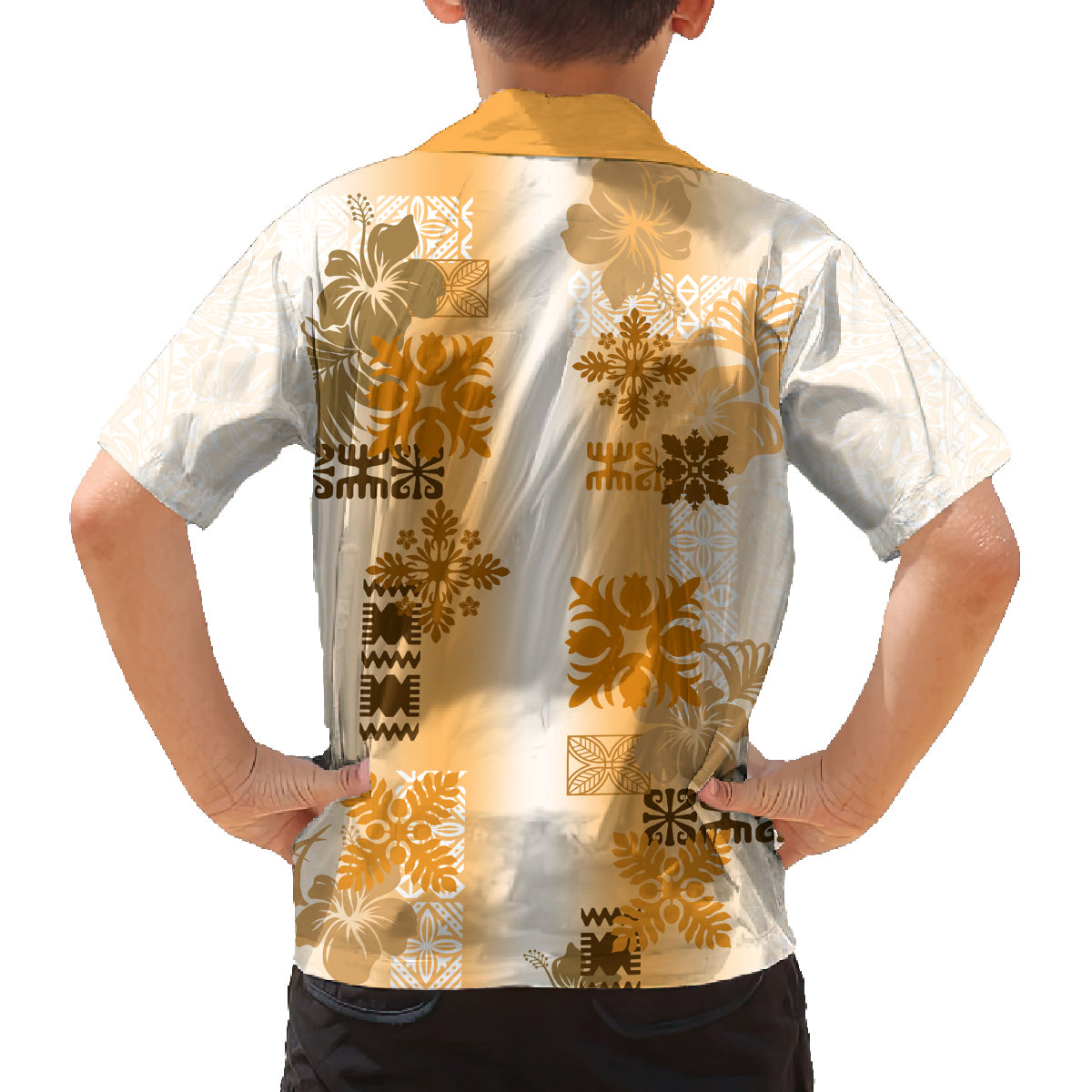 Hawaiian Quilt Family Matching Tank Maxi Dress and Hawaiian Shirt Vintage Pattern Brown LT05 - Polynesian Pride