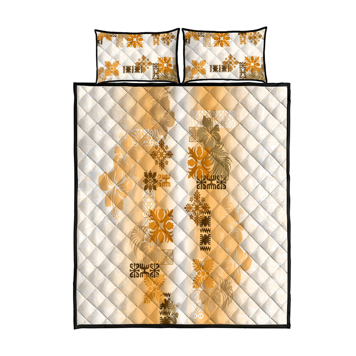 Hawaiian Quilt Quilt Bed Set Vintage Pattern Brown LT05 Brown - Polynesian Pride