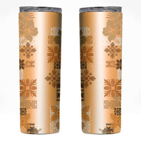 Hawaiian Quilt Skinny Tumbler Vintage Pattern Brown