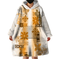 Hawaiian Quilt Wearable Blanket Hoodie Vintage Pattern Brown LT05 - Polynesian Pride