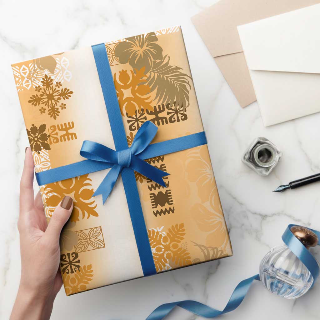 Hawaiian Quilt Wrapping Paper Vintage Pattern Brown - Polynesian Pride