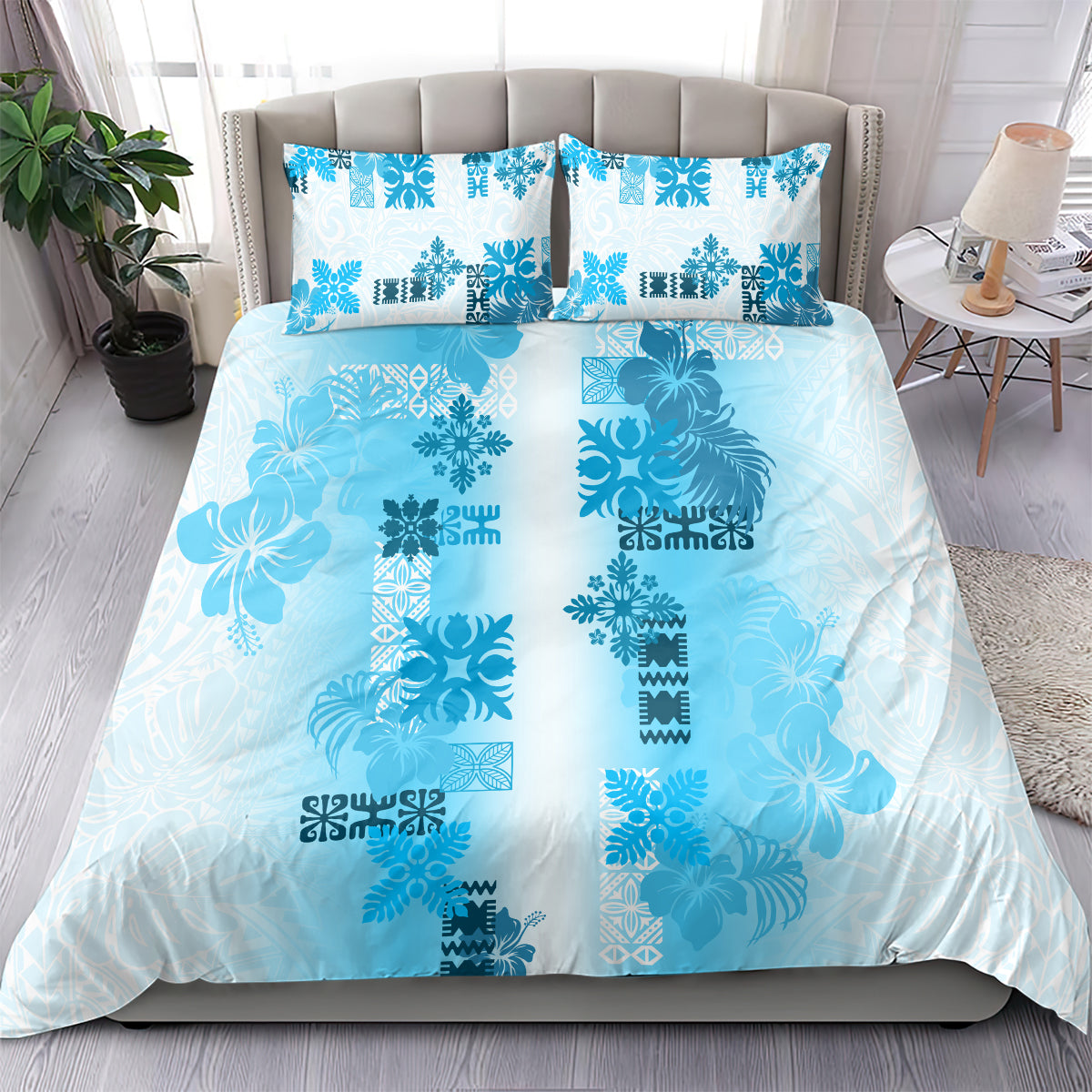 Hawaiian Quilt Bedding Set Vintage Pattern Blue LT05 - Polynesian Pride
