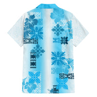 Hawaiian Quilt Family Matching Off Shoulder Maxi Dress and Hawaiian Shirt Vintage Pattern Blue LT05 - Polynesian Pride