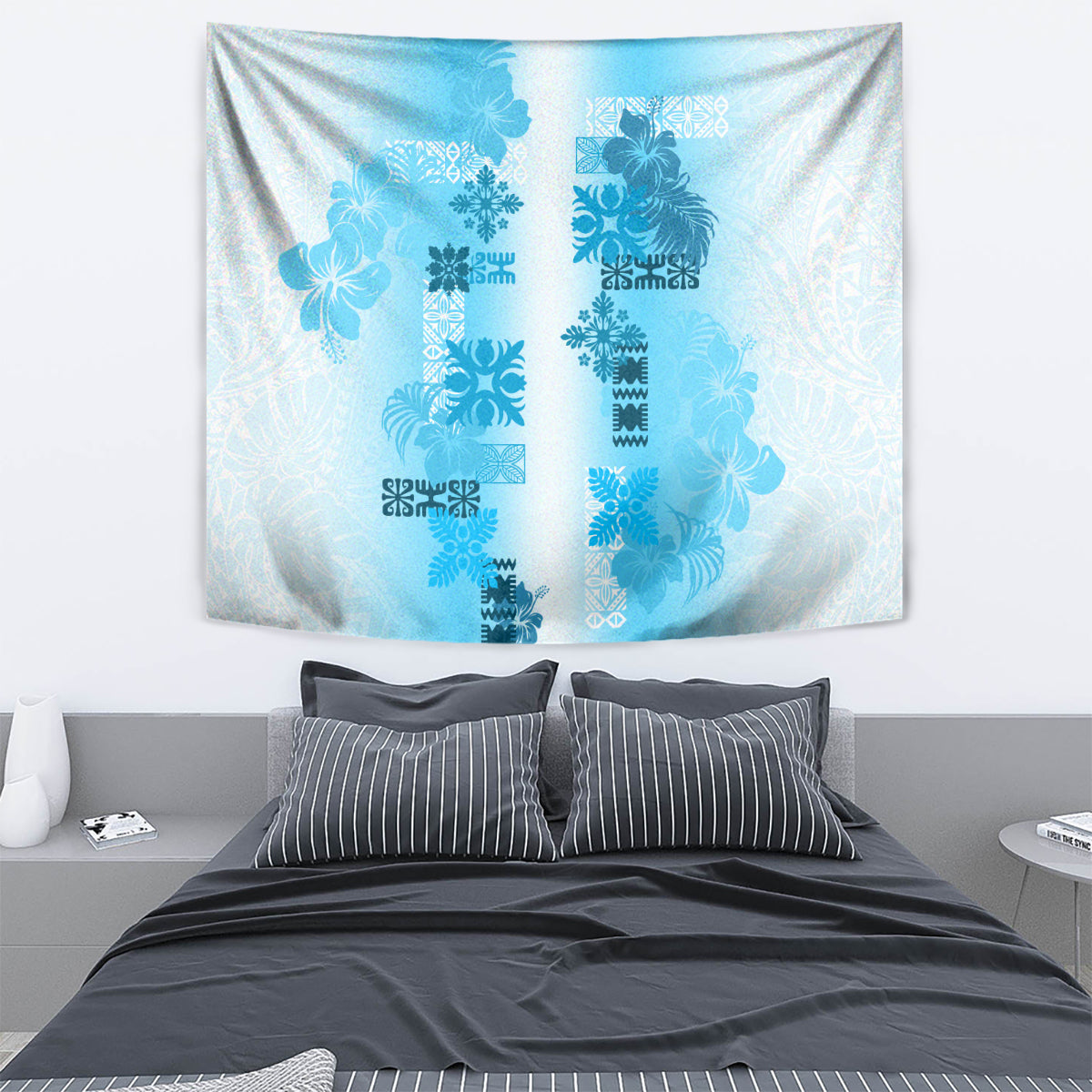 Hawaiian Quilt Tapestry Vintage Pattern Blue LT05 - Polynesian Pride