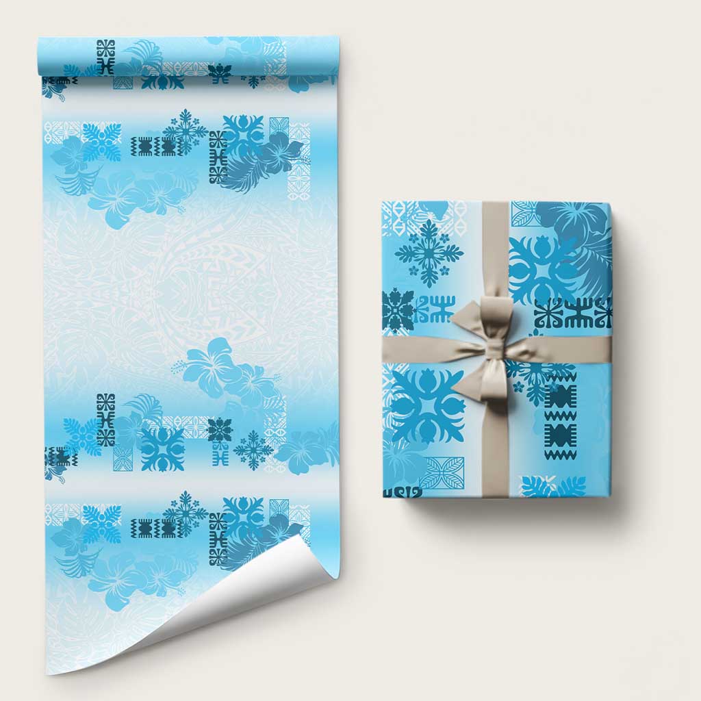 Hawaiian Quilt Wrapping Paper Vintage Pattern Blue - Polynesian Pride