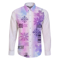 Hawaiian Quilt Family Matching Off Shoulder Maxi Dress and Hawaiian Shirt Vintage Pattern Galaxy LT05 Dad's Shirt - Long Sleeve Galaxy - Polynesian Pride