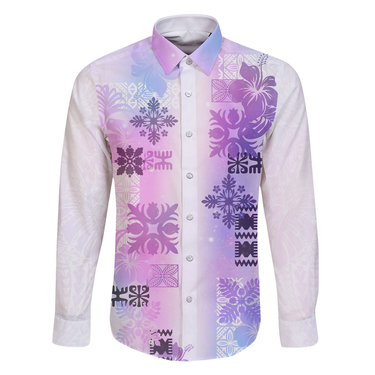 Hawaiian Quilt Family Matching Summer Maxi Dress and Hawaiian Shirt Vintage Pattern Galaxy LT05 Dad's Shirt - Long Sleeve Galaxy - Polynesian Pride