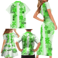 Hawaiian Quilt Family Matching Short Sleeve Bodycon Dress and Hawaiian Shirt Vintage Pattern Green LT05 - Polynesian Pride