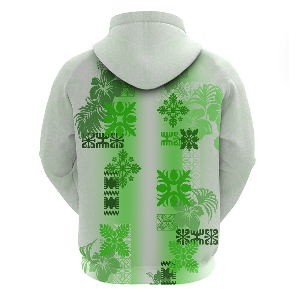 Hawaiian Quilt Hoodie Vintage Pattern Green LT05 - Polynesian Pride