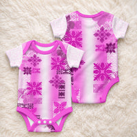 Hawaiian Quilt Baby Onesie Vintage Pattern Pink