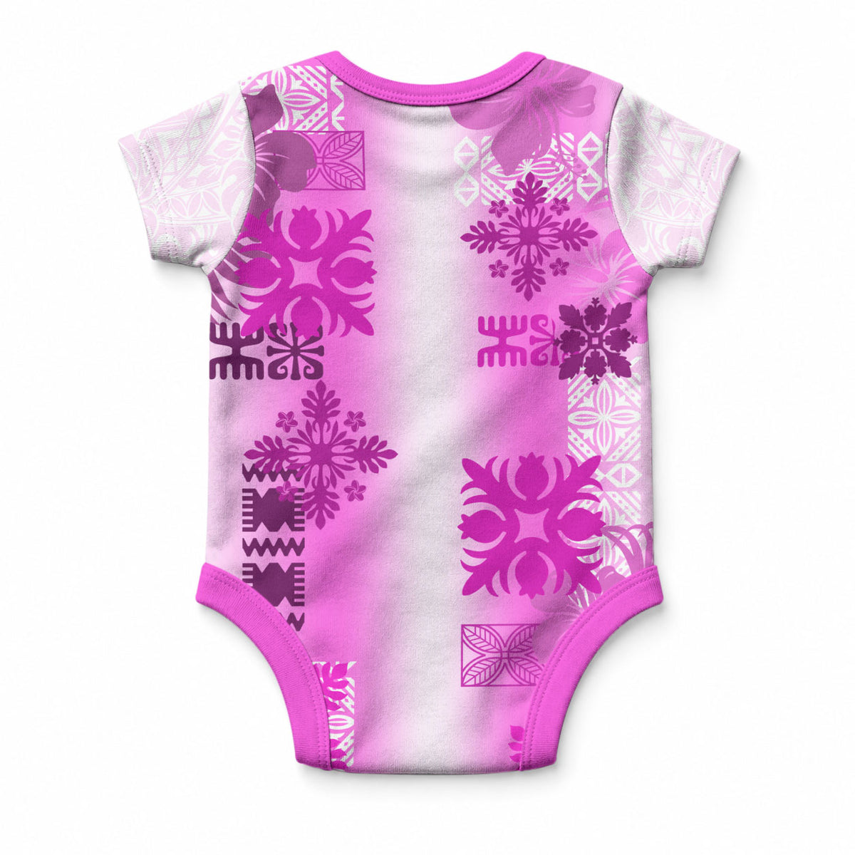 Hawaiian Quilt Baby Onesie Vintage Pattern Pink