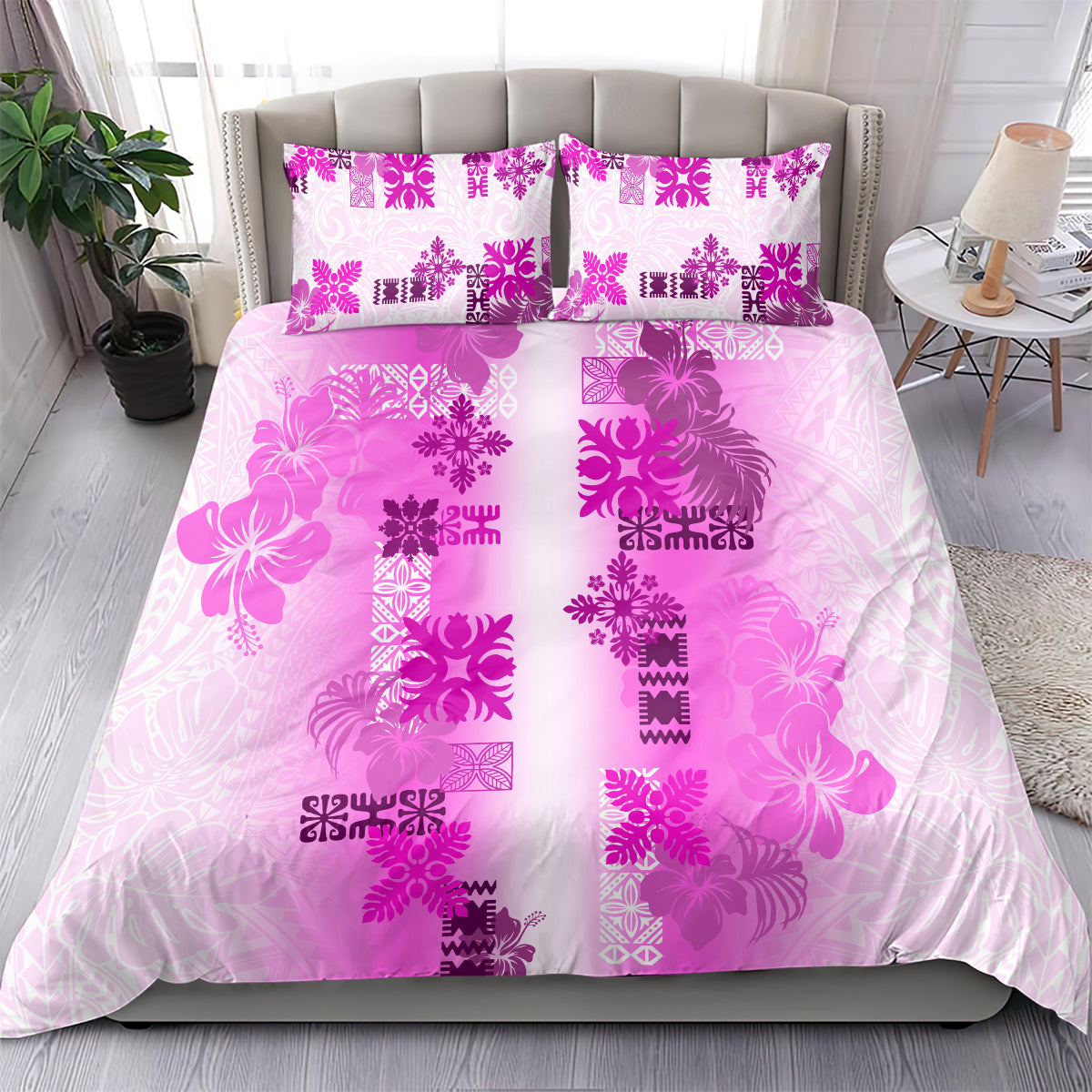 Hawaiian Quilt Bedding Set Vintage Pattern Pink LT05 - Polynesian Pride