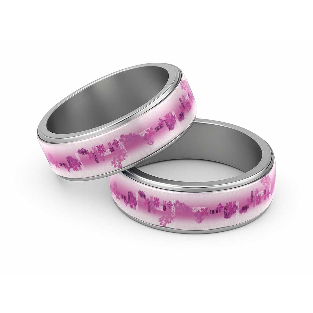 Hawaiian Quilt Classic Ring Vintage Pattern Pink LT05 Sliver Pink - Polynesian Pride