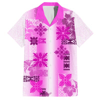Hawaiian Quilt Family Matching Off Shoulder Long Sleeve Dress and Hawaiian Shirt Vintage Pattern Pink LT05 Dad's Shirt - Short Sleeve Pink - Polynesian Pride