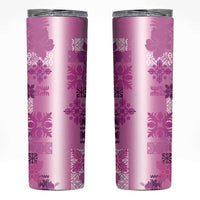 Hawaiian Quilt Skinny Tumbler Vintage Pattern Pink