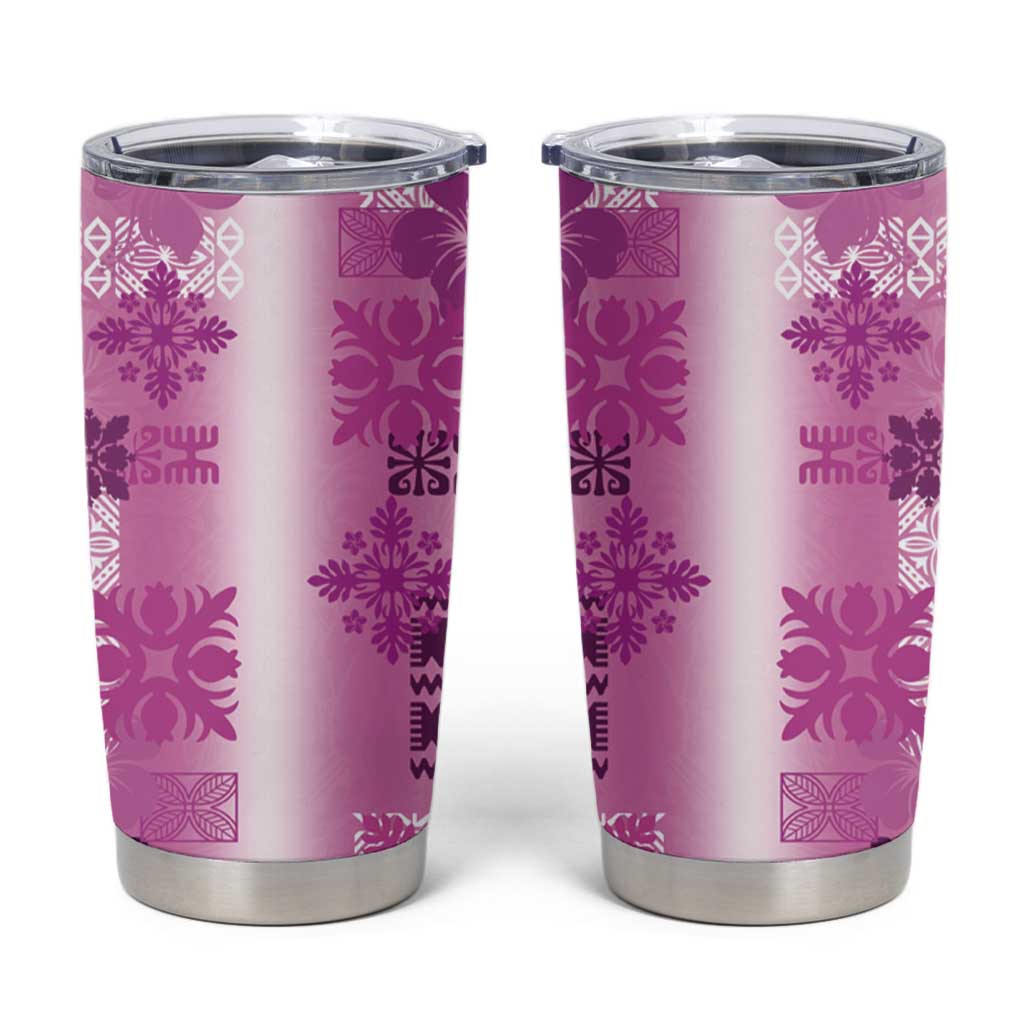 Hawaiian Quilt Tumbler Cup Vintage Pattern Pink