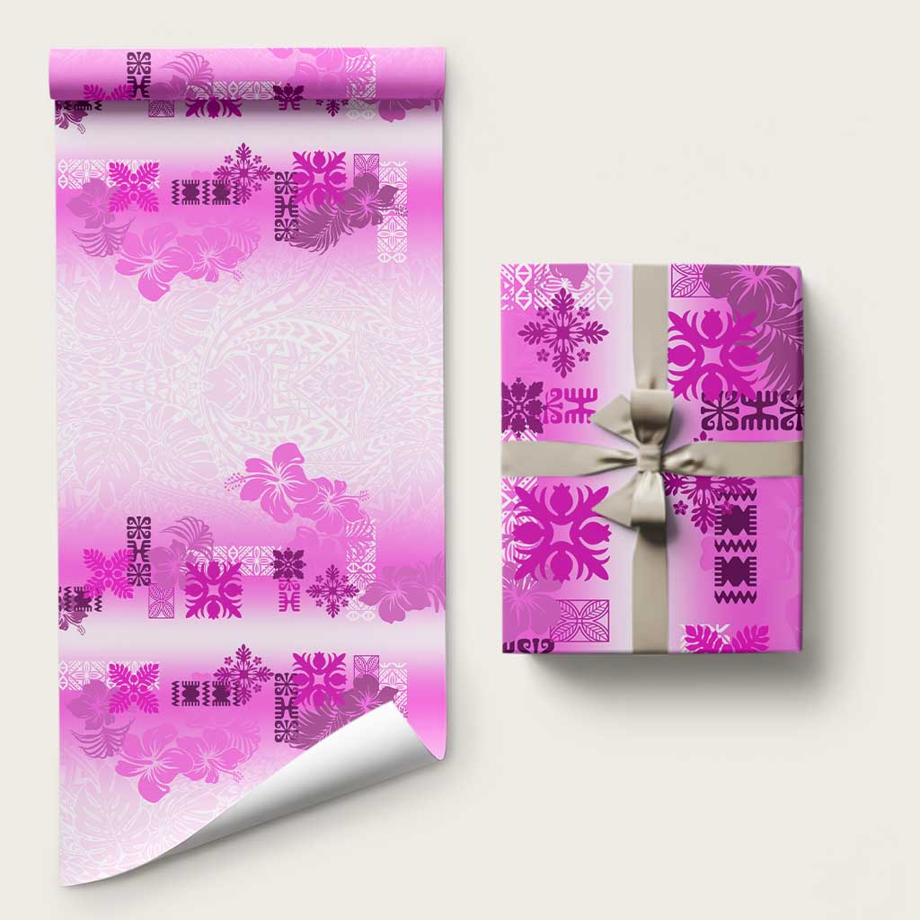 Hawaiian Quilt Wrapping Paper Vintage Pattern Pink - Polynesian Pride