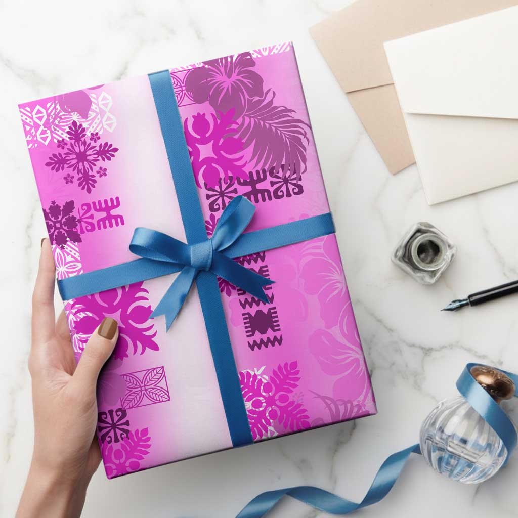 Hawaiian Quilt Wrapping Paper Vintage Pattern Pink - Polynesian Pride