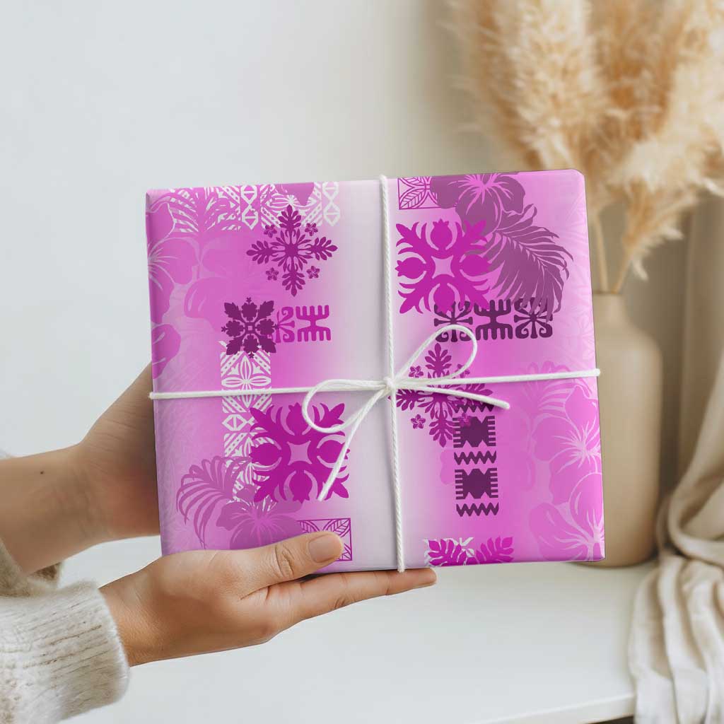 Hawaiian Quilt Wrapping Paper Vintage Pattern Pink - Polynesian Pride