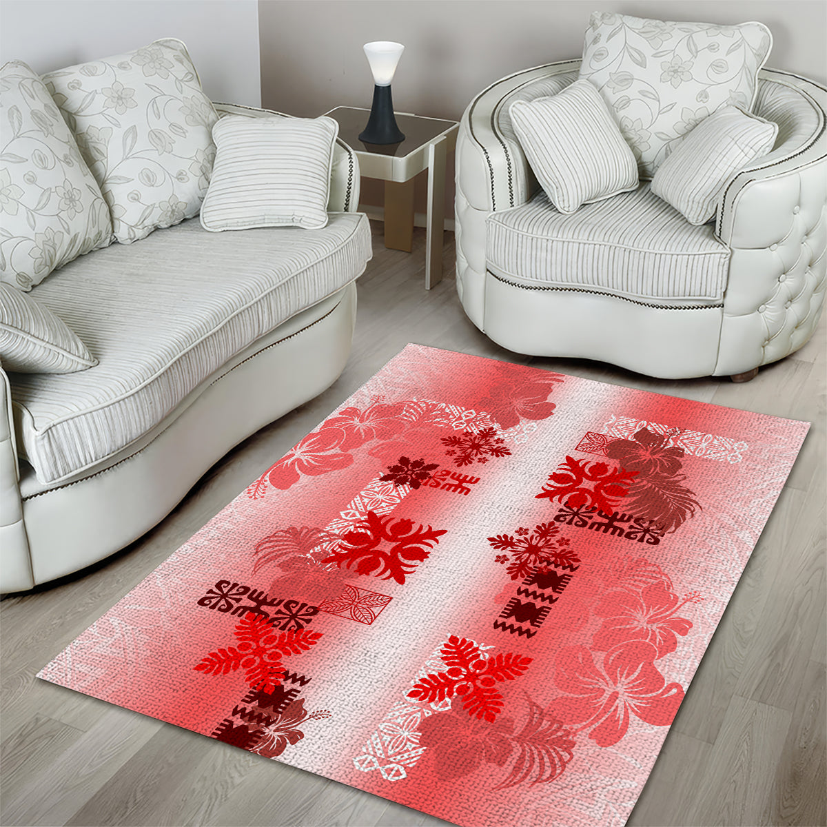 Hawaiian Quilt Area Rug Vintage Pattern Red LT05 - Polynesian Pride
