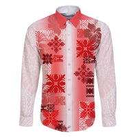 Hawaiian Quilt Family Matching Summer Maxi Dress and Hawaiian Shirt Vintage Pattern Red LT05 Dad's Shirt - Long Sleeve Red - Polynesian Pride